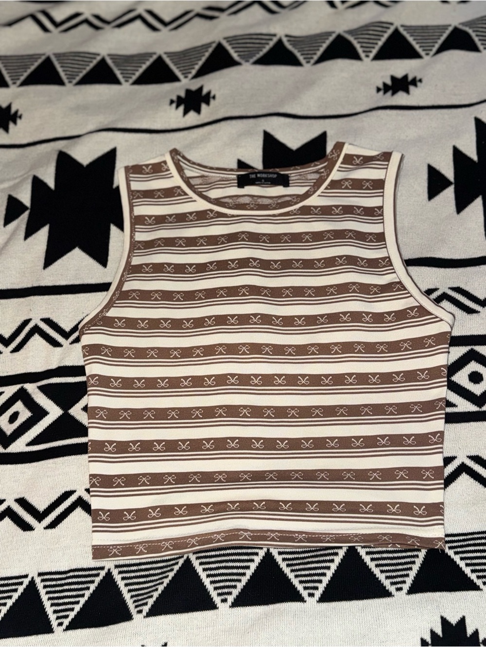 Workshop Republic Clothing Cream & Brown Striped Knit Tee